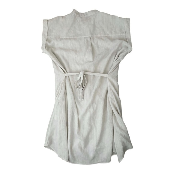 AllSaints Women's White Meda Textured Shirt Dress Size S Adjustable Tie Button - Picture 3 of 7